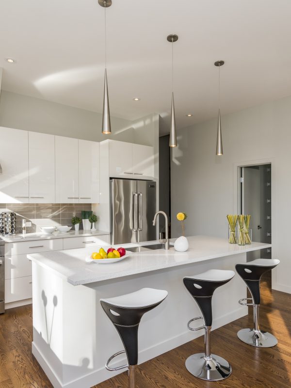 A beautiful shot of a modern house kitchen